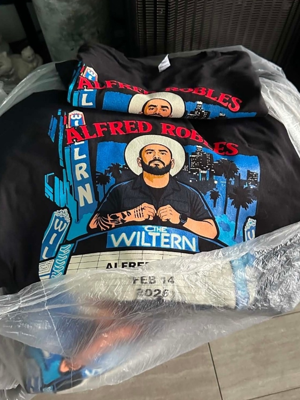 Alfred Robles The Wiltern Concert Tee - Black with Blue & Red Graphic